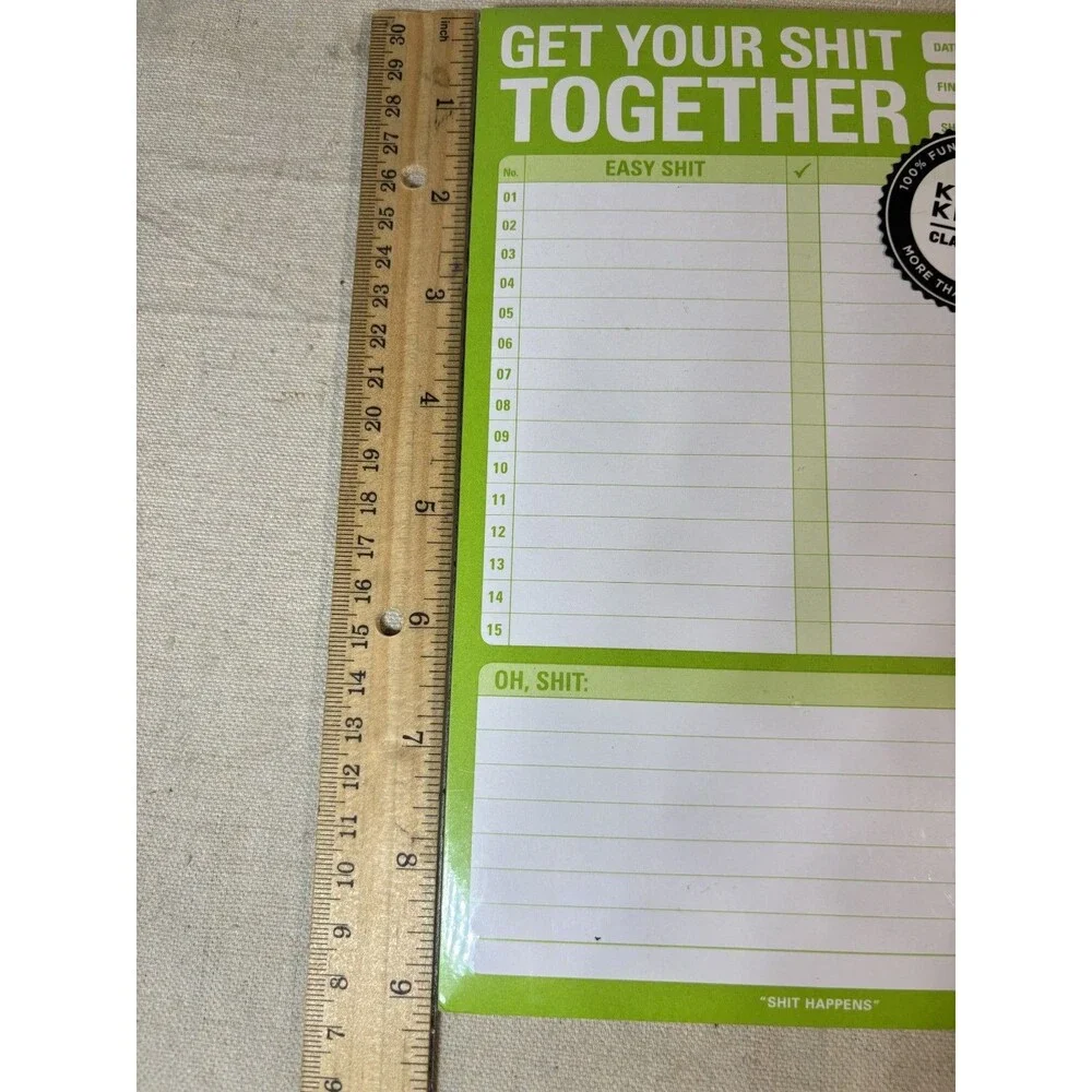 Knock Knock Green Get Your Sh*t Together Notepad NIB Funny Scheduling Tool